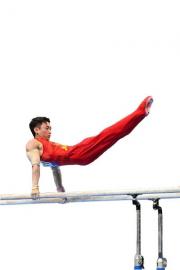 邹敬园在双杠比赛中。资料图片